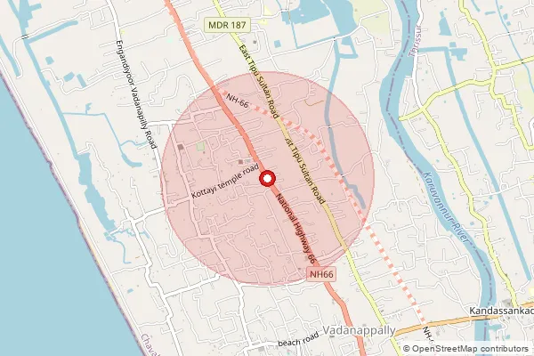 Map showing approximate area covered by Pincode 680619 — Trithallur So, Thrissur