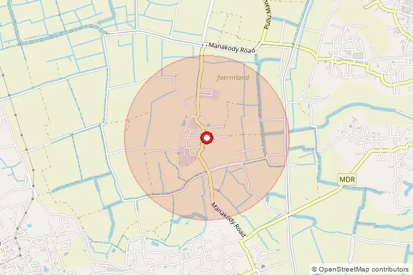 Map showing approximate area covered by Pincode 680641 — Anthikad So, Thrissur