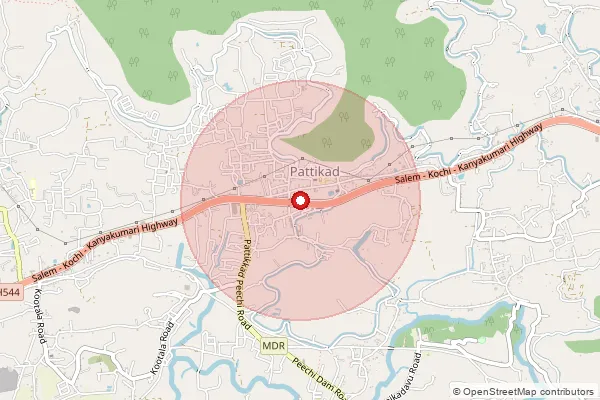 Map showing approximate area covered by Pincode 680652 — Pattikkad Tc So, Thrissur