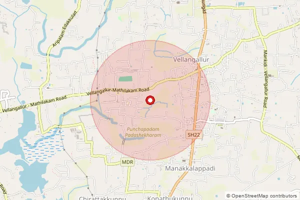 Map showing approximate area covered by Pincode 680662 — Kalparamba Bo, Thrissur