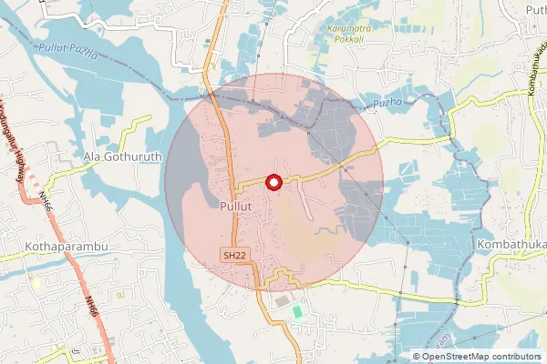 Map showing approximate area covered by Pincode 680663 — Pullut So, Thrissur