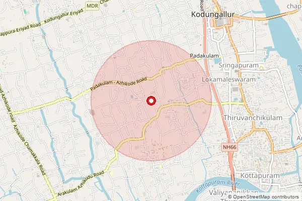 Map showing approximate area covered by Pincode 680669 — Kandamkulam Bo, Thrissur