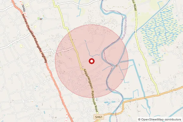 Map showing approximate area covered by Pincode 680681 — Chalingad Bo, Thrissur