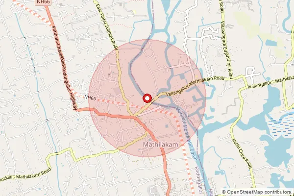 Map showing approximate area covered by Pincode 680685 — Mathilakam So, Thrissur