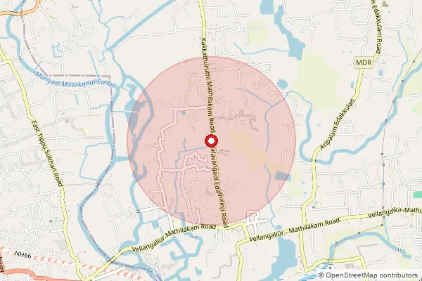 Map showing approximate area covered by Pincode 680687 — Kannampallipuram Bo, Thrissur