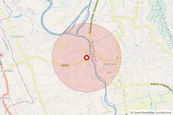 Map showing approximate area covered by Pincode 680703 — Kuttamangalam Bo, Thrissur