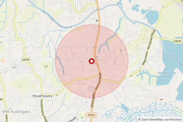 Map showing approximate area covered by Pincode 680712 — Madayikonam So, Thrissur