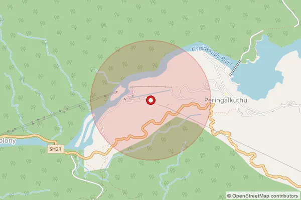 Map showing approximate area covered by Pincode 680721 — Elinjipra Bo, Thrissur
