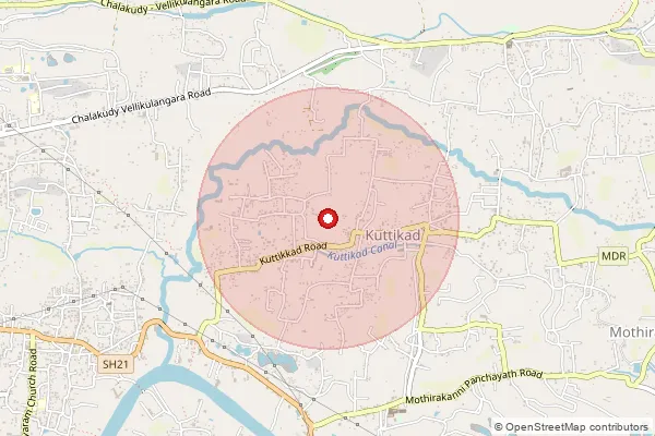 Map showing approximate area covered by Pincode 680724 — Kuttikkad Bo, Thrissur