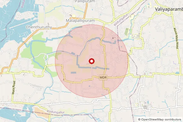Map showing approximate area covered by Pincode 680733 — Madathumpady Bo, Thrissur