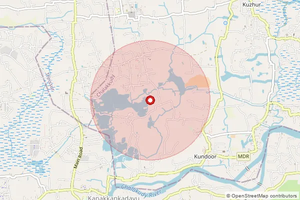Map showing approximate area covered by Pincode 680734 — Kundur Bo, Thrissur