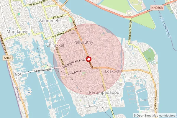 Map showing approximate area covered by Pincode 682006 — Palluruthy So, Ernakulam