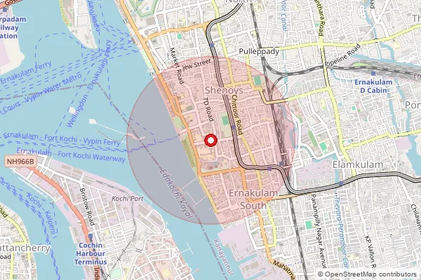 Map showing approximate area covered by Pincode 682011 — Ernakulam Ho, Ernakulam