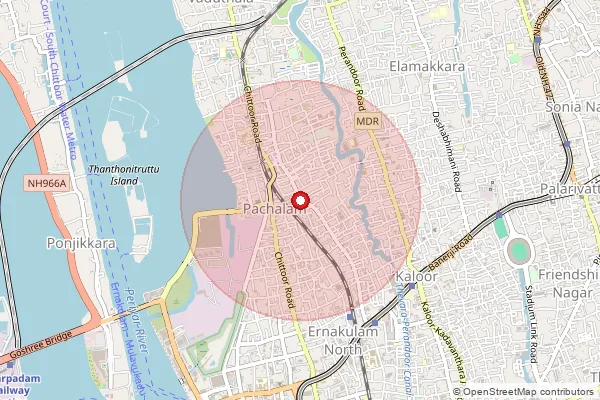 Map showing approximate area covered by Pincode 682012 — Pachalam So, Ernakulam