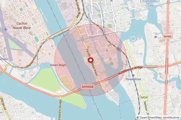 Map showing approximate area covered by Pincode 682013 — Thevara So, Ernakulam