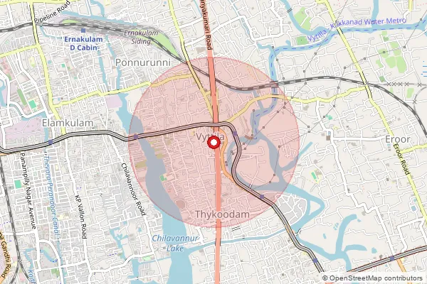 Map showing approximate area covered by Pincode 682019 — Vyttila So, Ernakulam
