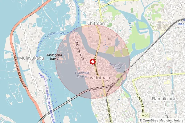 Map showing approximate area covered by Pincode 682023 — Vaduthala So, Ernakulam