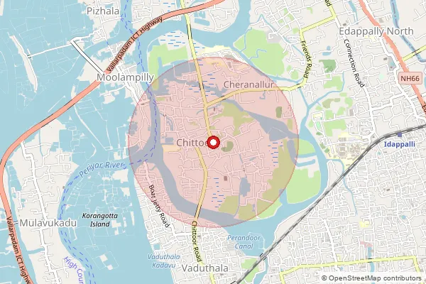 Map showing approximate area covered by Pincode 682027 — Chittoorekm So, Ernakulam