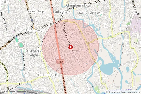 Map showing approximate area covered by Pincode 682028 — Vennala So, Ernakulam