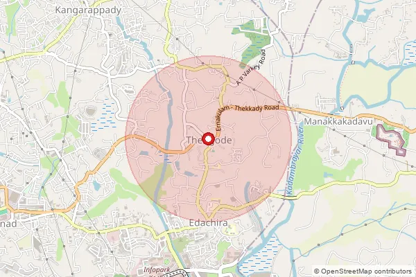 Map showing approximate area covered by Pincode 682030 — Kakkanad West Bo, Ernakulam