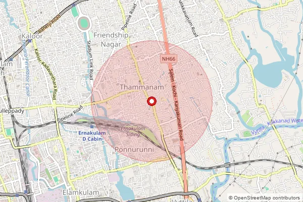 Map showing approximate area covered by Pincode 682032 — Thammanam So, Ernakulam