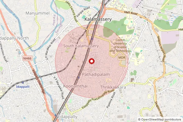 Map showing approximate area covered by Pincode 682033 — Changampuzha Nagar So, Ernakulam