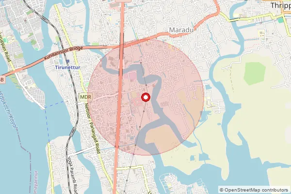 Map showing approximate area covered by Pincode 682040 — Nettoor So, Ernakulam