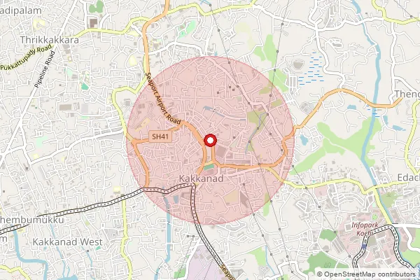 Map showing approximate area covered by Pincode 682052 — Kakkanad Ndc, Ernakulam