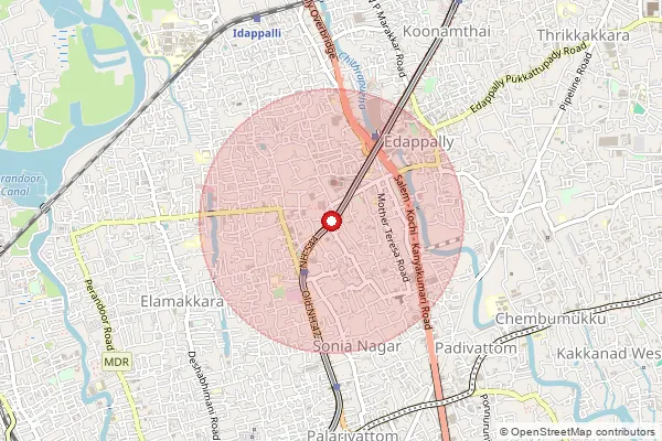 Map showing approximate area covered by Pincode 682053 — Ndc Edapally, Na