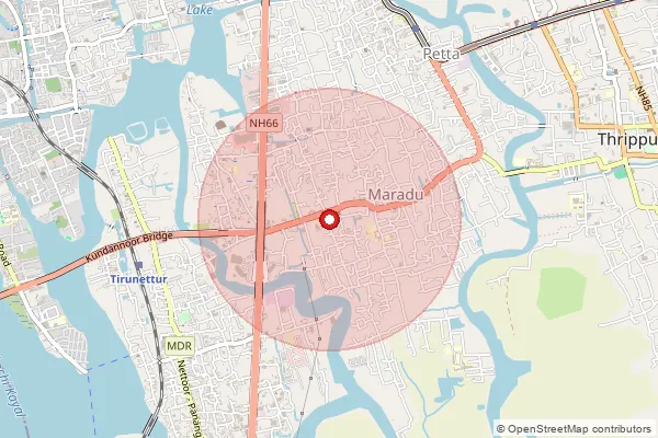 Map showing approximate area covered by Pincode 682304 — Maradu So, Ernakulam