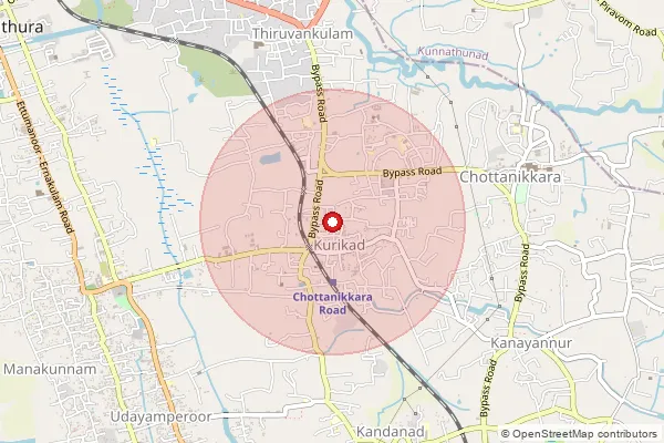 Map showing approximate area covered by Pincode 682305 — Kureekad Bo, Ernakulam
