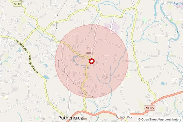 Map showing approximate area covered by Pincode 682310 — Vadavucode So, Ernakulam