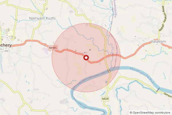 Map showing approximate area covered by Pincode 682311 — Kinginimattom Bo, Ernakulam