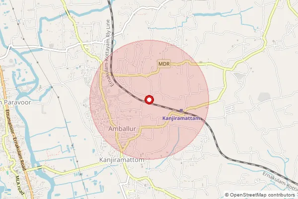 Map showing approximate area covered by Pincode 682315 — Amballur Bo, Ernakulam