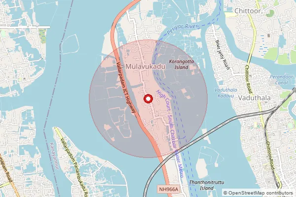 Map showing approximate area covered by Pincode 682504 — Mulavukad So, Ernakulam