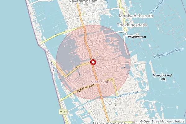 Map showing approximate area covered by Pincode 682505 — Narakkal So, Ernakulam