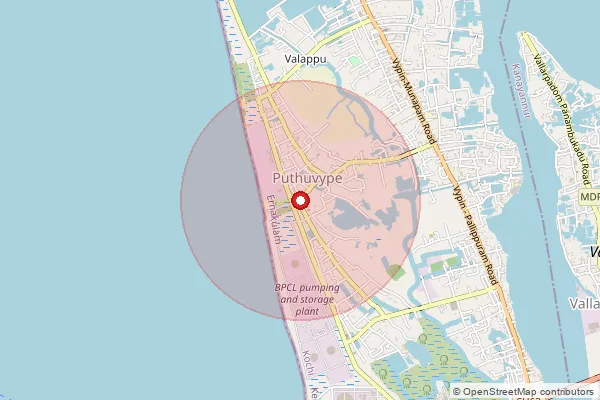 Map showing approximate area covered by Pincode 682508 — Ochanthuruth So, Ernakulam