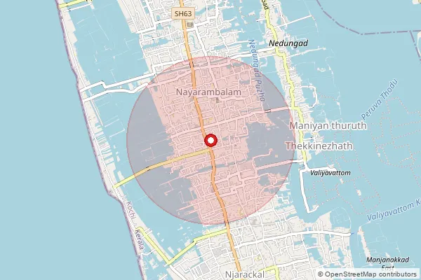 Map showing approximate area covered by Pincode 682509 — Nayarambalam So, Ernakulam