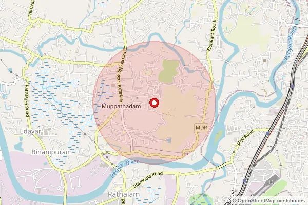 Map showing approximate area covered by Pincode 683051 — Nodal Delivery Centre Aluva, Na