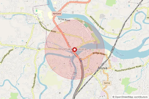 Map showing approximate area covered by Pincode 683108 — Uliyannoor Bo, Ernakulam