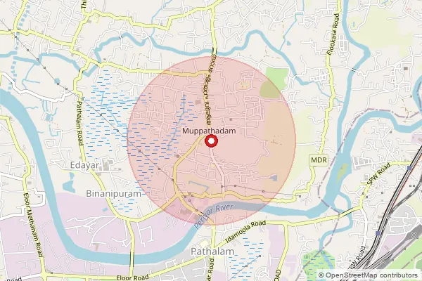 Map showing approximate area covered by Pincode 683110 — Muppathadam So, Ernakulam
