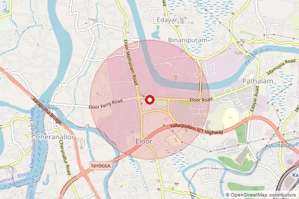 Map showing approximate area covered by Pincode 683501 — Kuttikkattukara Bo, Ernakulam