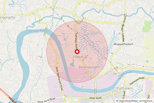 Map showing approximate area covered by Pincode 683502 — Binanipuram So, Ernakulam
