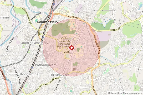 Map showing approximate area covered by Pincode 683503 — Hmt Colony So, Ernakulam