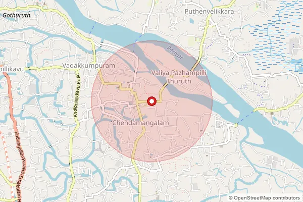 Map showing approximate area covered by Pincode 683512 — Chendamangalam So, Ernakulam