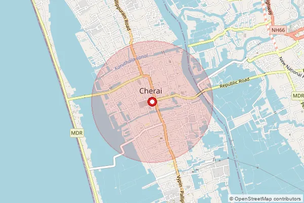 Map showing approximate area covered by Pincode 683514 — Cherai So, Ernakulam