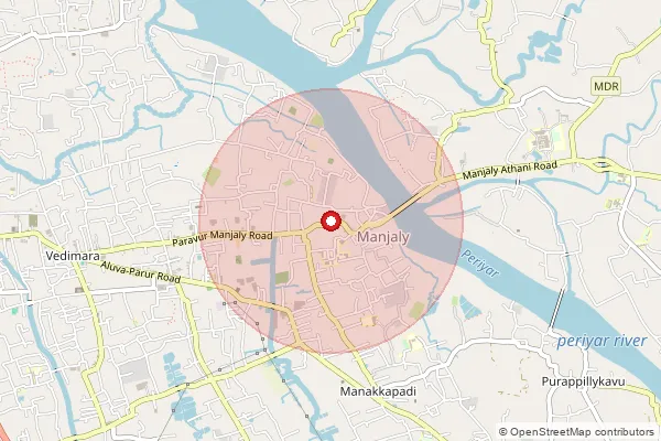 Map showing approximate area covered by Pincode 683520 — Manjaly Bo, Ernakulam
