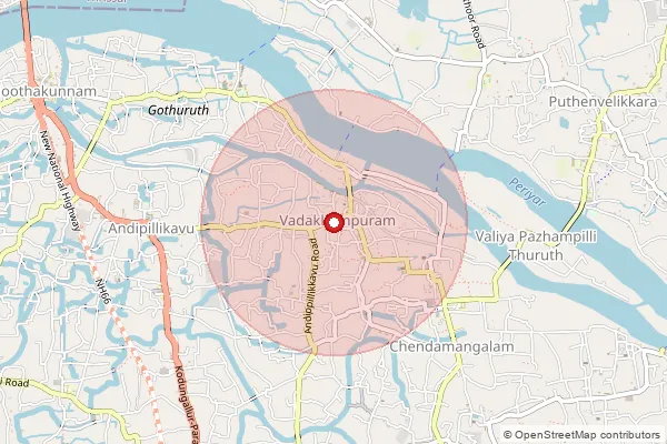 Map showing approximate area covered by Pincode 683521 — Vadakkumpuram So, Ernakulam