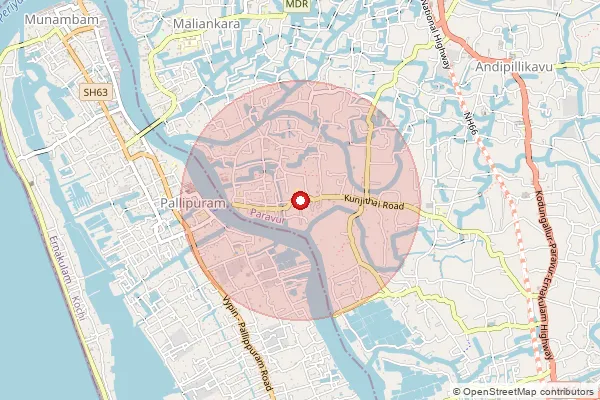 Map showing approximate area covered by Pincode 683522 — Kunjithai Bo, Ernakulam