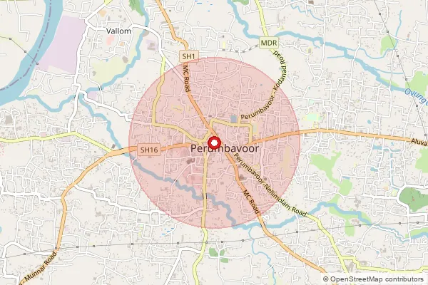 Map showing approximate area covered by Pincode 683542 — Perumbavoor Ho, Ernakulam